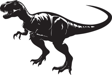 Obraz premium Giganotosaurus A colossal carnivore with a muscular build, long tail, and powerful limbs adapted for swift movement, complete black vector silhouette design.
