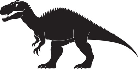 Fototapeta premium Carnotaurus - A bipedal carnivore with short horns above its eyes and a streamlined, muscular body. full length silhouette black vector illustration