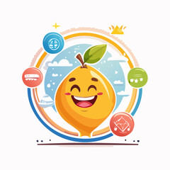 Vector logo design template and graphic elements for advertising, branding, posters and banners, funny cartoon illustrations with smiling character and mascot, abstract stickers and line