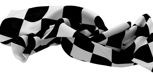Draped checkered flag, black and white.  Perfect for racing, sports, competition themes.