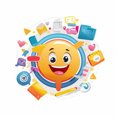 Vector logo design template and graphic elements for advertising; branding; posters and banners; funny cartoon illustrations with smiling character and mascot; abstract stickers and line