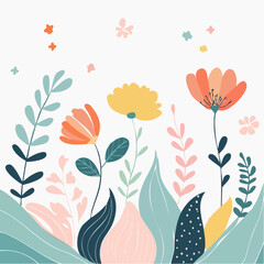 Vector simple minimal illustrations, simple wavy and groovy. hand drawn naive style, flowers and plants, floral botanic design templates, frames and modern wall art prints
