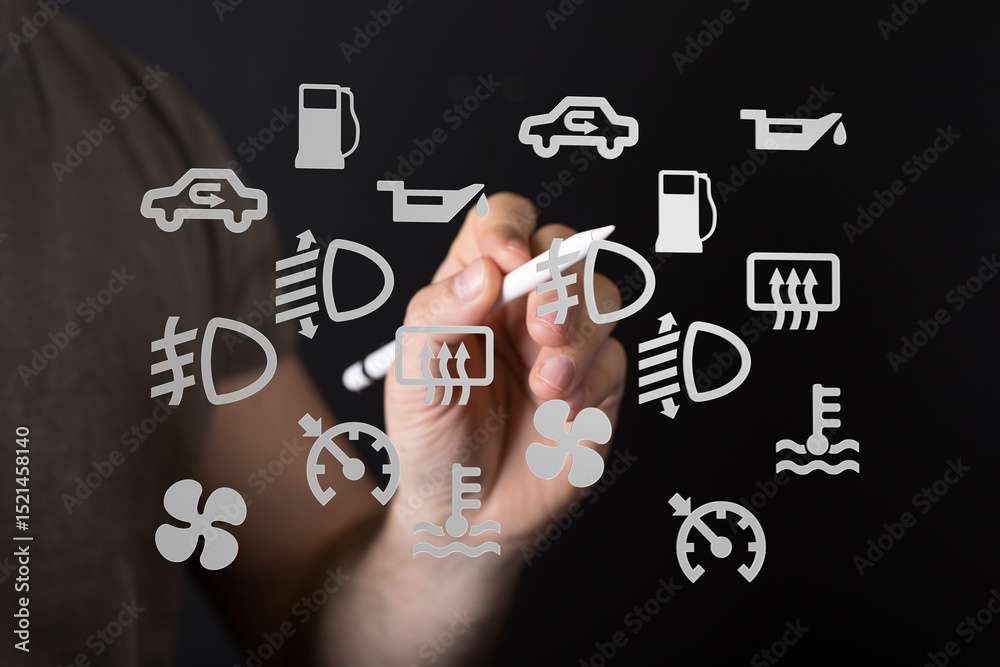 Aufkleber Learn to recognize common car dashboard warning lights and symbols.  Avoid costly repairs by understanding what they mean.