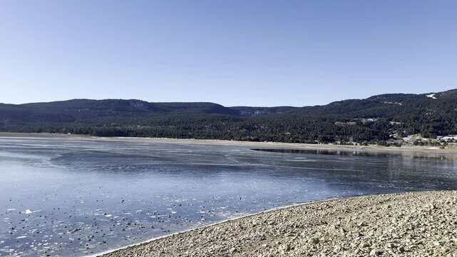 Sound of ice Lake Matemale in Les Angles, French Pyrenees