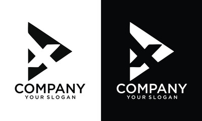 Creative Letter X  triangle shape icon logo 