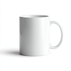 Plain white ceramic coffee mug isolated on clean white background