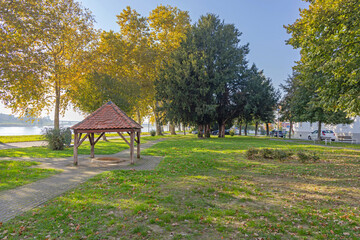 Gazebo Structure Fountain Well at Town Park in Slavonski Brod Croatia
