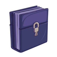 Pixel Art Illustration of a Locked Purple Leather Journal Diary Book with Metal Clasp for Secure Data Archiving and Educational Business Use