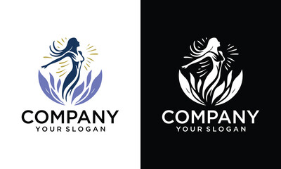Creative Lotus flower logo with human silhouette