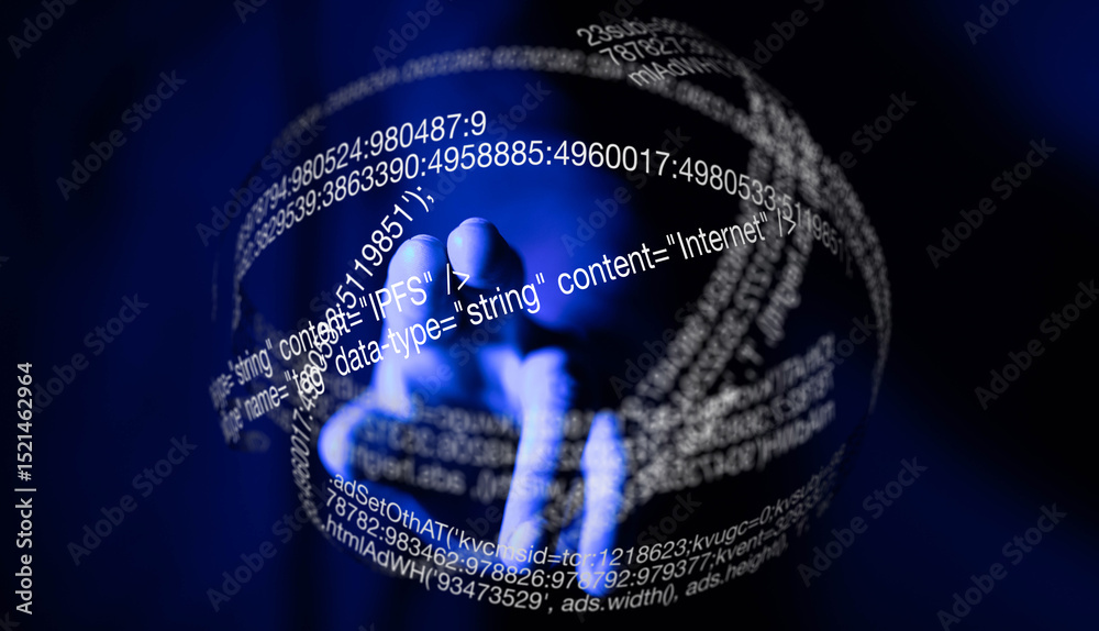 Leinwandbilder abstract image depicting data and code forming a globe, symbolizing the internet.