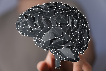 3D rendering of a brain as a network.  AI, neural networks, technology concept.