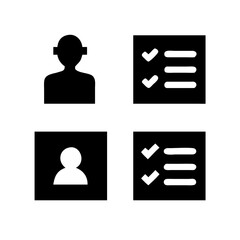 Checkmark, approval icon set. Vector glyph pictograms of validation, certification, confirmation concept, checklists, documents, awards, and security verification black silhouette 