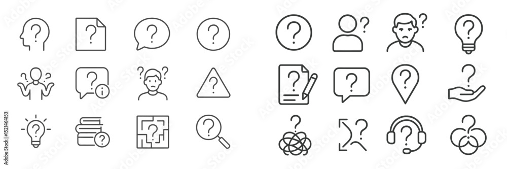 Aufkleber Conceptual representation of questions and inquiries in a minimalist design showcasing various icons