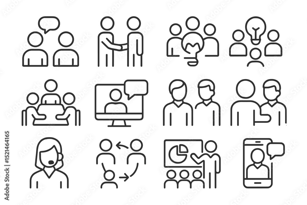 Poster Creative representation of business communication and teamwork concepts in minimalistic style