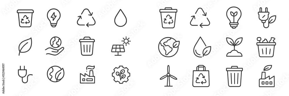 Poster symbols of sustainability and eco-friendly practices displayed in a clear and organized manner