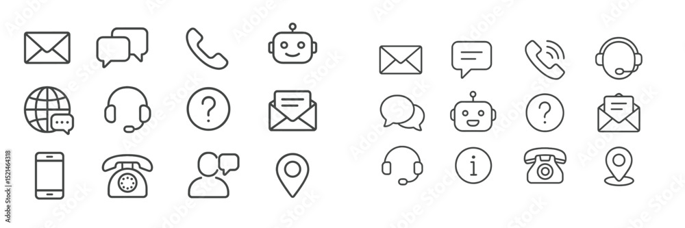 Fototapete Communication icons representing various tools and methods for digital interaction and customer support practices
