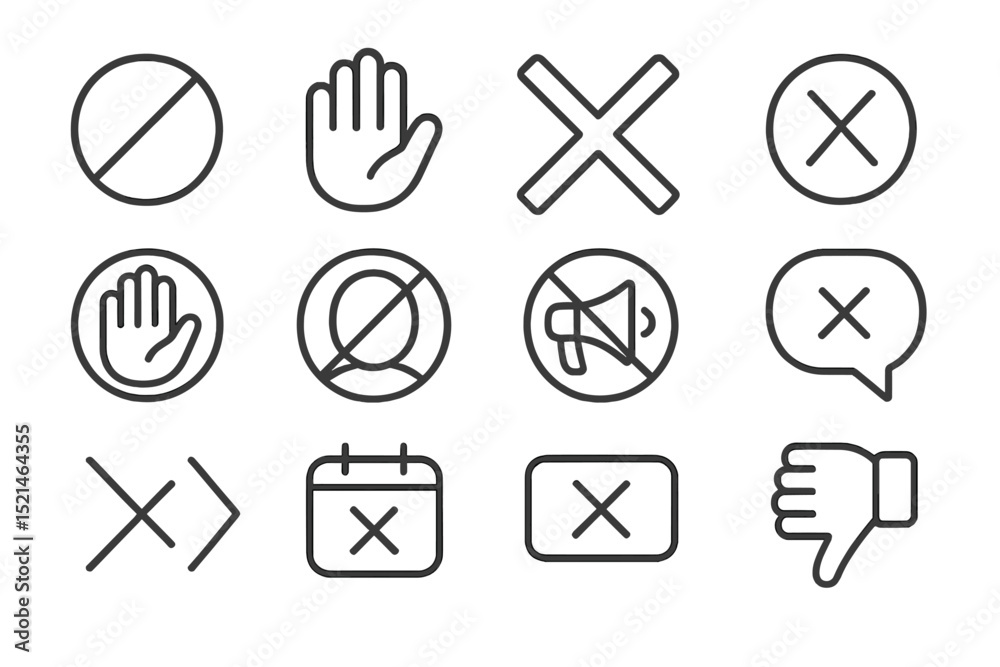 Poster collection of various prohibition and restriction symbols used for communication and information