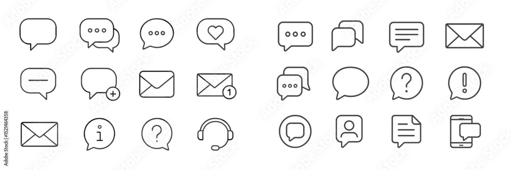 Fototapete Communication icons representing various messaging formats and interactions commonly used in digital platforms