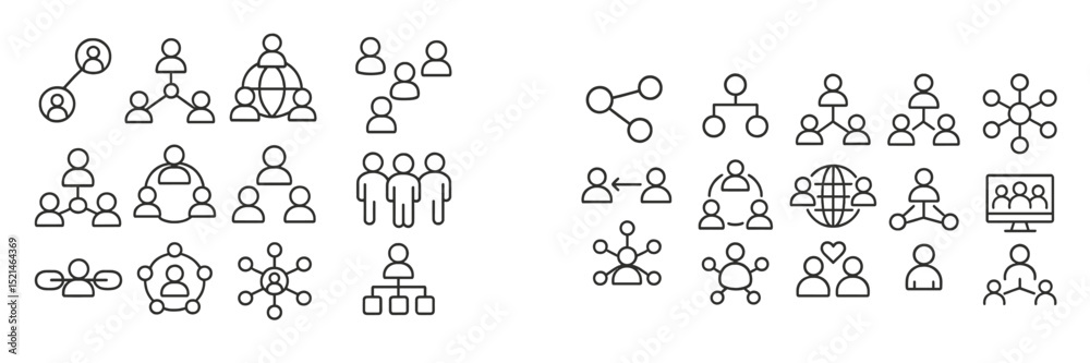 Poster diverse network icons representing social connections, communities, and collaboration practices in a