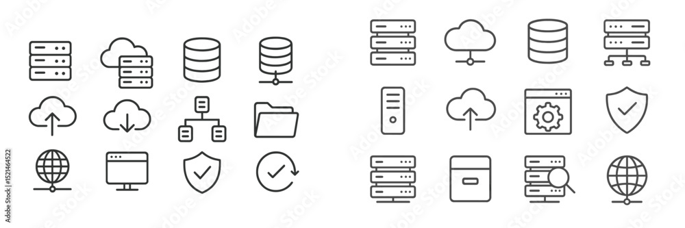 Aufkleber illustrations of cloud computing and data management concepts symbolizing modern technology and digi