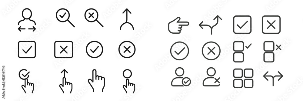 Leinwandbilder Collection of various icons representing user interface design elements in a minimalistic style