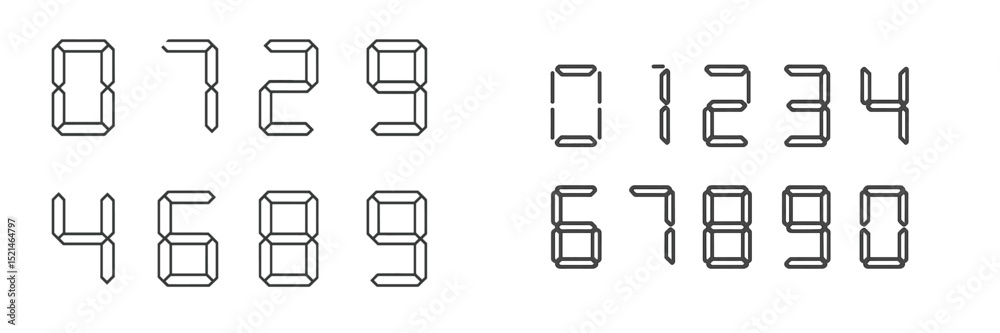 Aufkleber Digital clock display featuring numbers zero through nine in a minimalist design, useful for educational or design projects