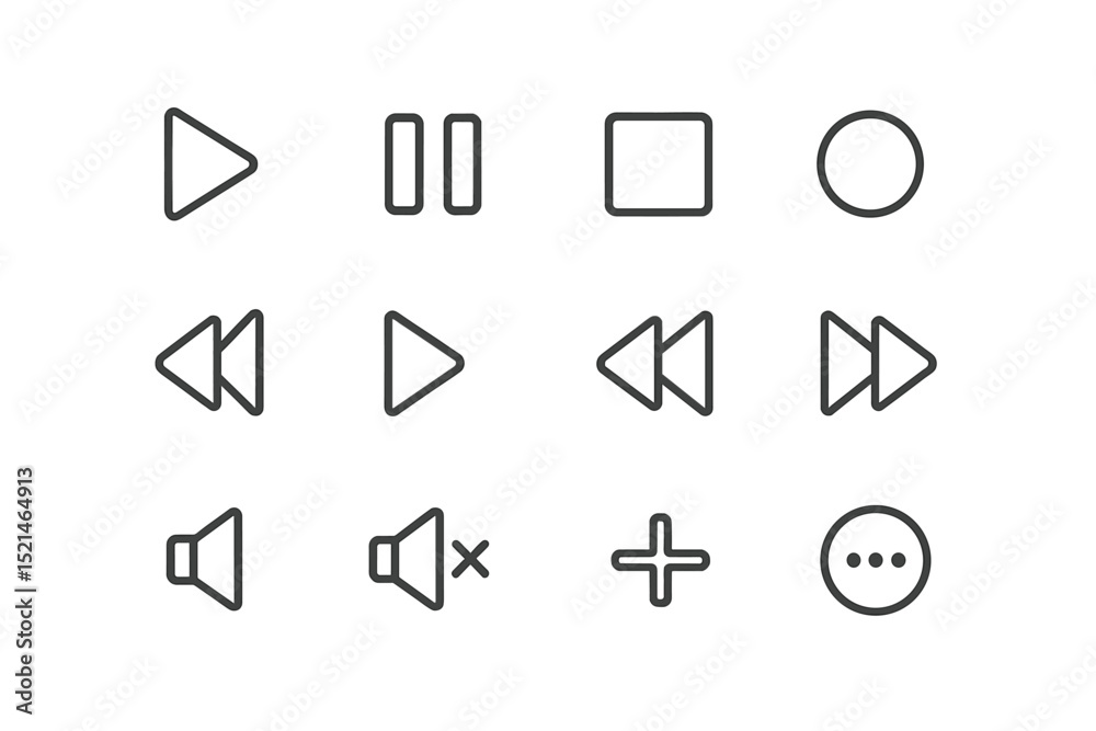Leinwandbilder collection of playback and audio control icons commonly used in multimedia applications