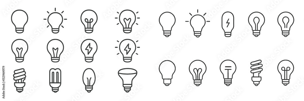 Leinwandbilder Various light bulb designs and types displayed in a grid format for comparison and inspiration in product development