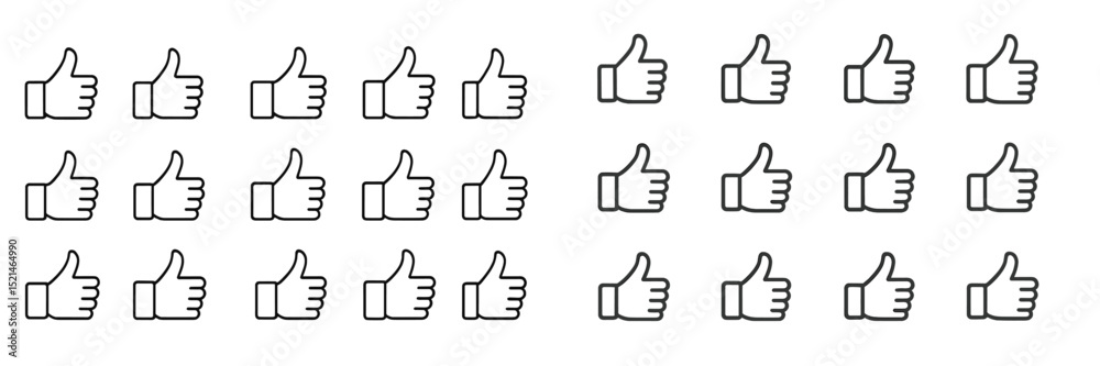 Aufkleber collection of thumbs up icons arranged in a grid on a clean white background showing approval and po