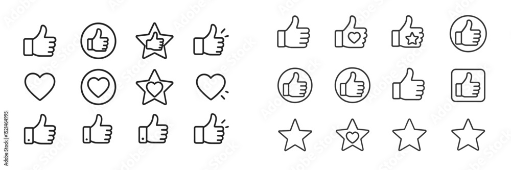 Aufkleber various hand symbols expressing approval and affection on a simple white background in a modern desi