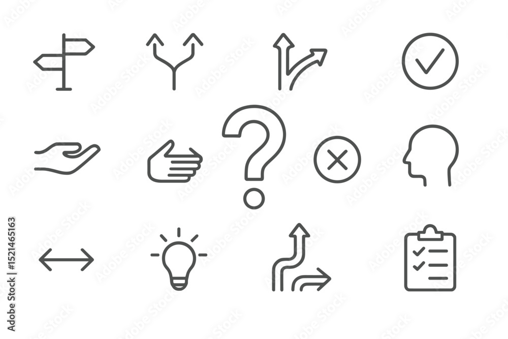 Aufkleber Symbols representing choices and decision-making in a minimalistic style depicting guidance and understanding