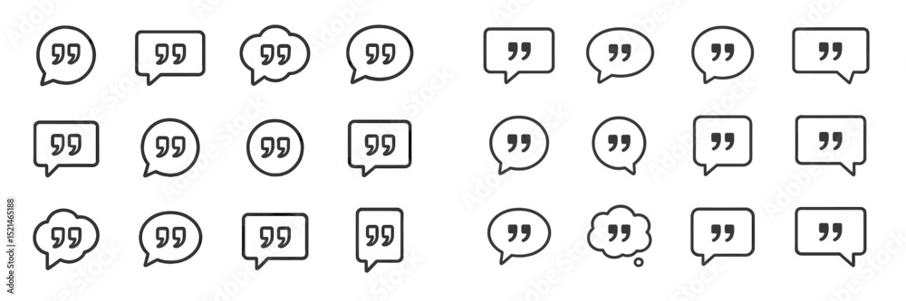 Fototapete collection of speech bubbles featuring various quotation mark designs in a minimalist style ideal fo