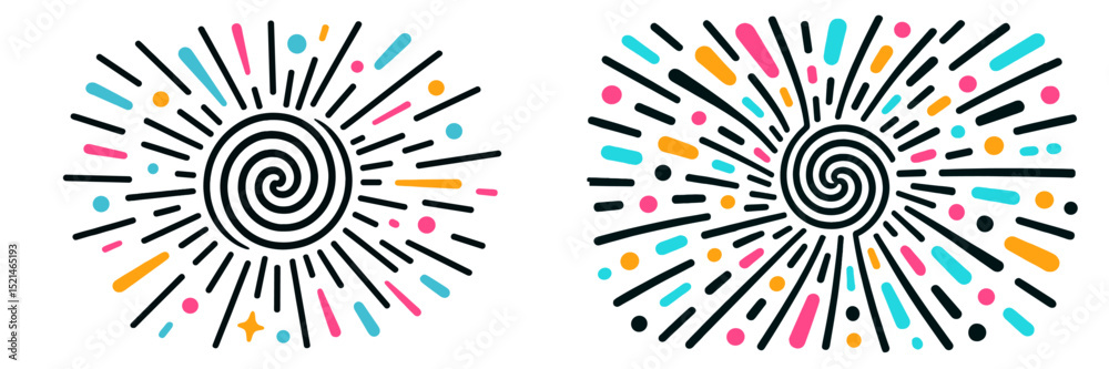 Aufkleber colorful swirl graphic design with dynamic lines and shapes in playful arrangement