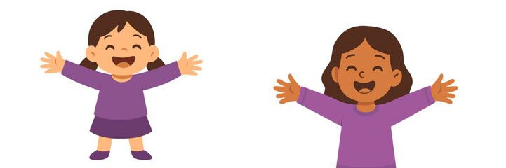 Obraz premium Two happy children celebrating together in a cheerful illustration focused on friendship and joy in a playful setting