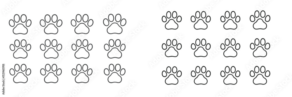 Aufkleber Collection of outlined paw prints arranged in a stylish pattern suitable for various creative projects