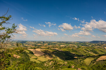 Marche. Spectacular summer landscape of the Marche hills. View from Ripatransone