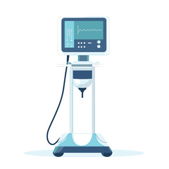 Isolated Medical Ventilator with Display on White Background Medical Device Used in Hospitals and Emergency Care Giving Oxygen Support