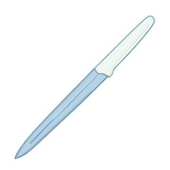Isolated Shiny Silver Knife with Pointed Blade on White Background Featuring Metal Handle and Sharp Edges Illustration