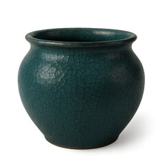 Texture Ceremic pot, Elegant teal ceramic pot showcases unique crackle texture and timeless antique design. This handmade decorative vessel exudes calm and serene presence perfect for home