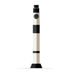 Naklejka premium Isolated White and Black Round Topped Pillar Vector Illustration of Tall Geometric Structure Against White Background