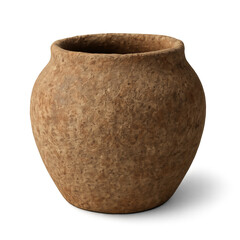 Texture Ceremic pot, Antique brown clay pot showcases its rustic design distinctive rough texture handmade earthenware vessel conveying ancient craftsmanship and timeless simple charm