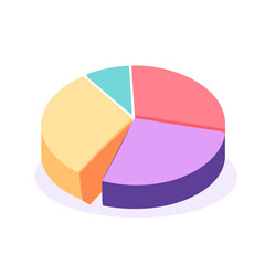 Obraz premium Isometric Pie Chart with Pastel Colors Showing Data Segments and Proportions for Business Analytics Illustration on White Background