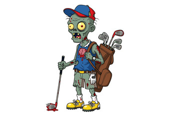 Undead Golfer A Spooky Illustration of a Zombie Enjoying a Round of Golf