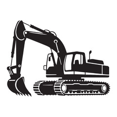Heavy machinery Excavator silhouette with sharp edges – Excavator illustration – Minimalist Excavator vector – Vehicle silhouette

