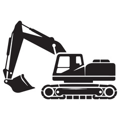Clean and sharp Excavator silhouette design – Excavator illustration – Minimalist Excavator vector – Vehicle silhouette

