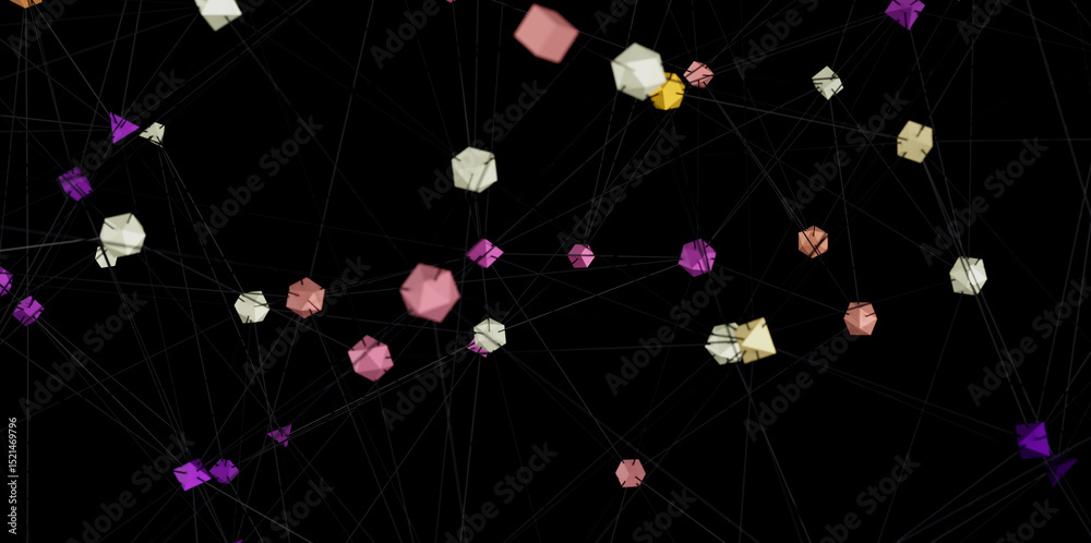 Aufkleber colorful geometric shapes connected by lines. perfect for technology, network, or connection concept