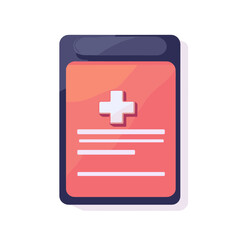 Fototapeta premium Medical Health Record Card in Red and Blue with White Cross Isolated on White Background for Healthcare Concepts