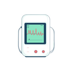 Medical Heart Rate Monitor Displaying Waveform on Screen Isolated on White Background for Health and Wellness