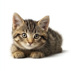 Obraz premium Tabby kitten isolated on clean white background