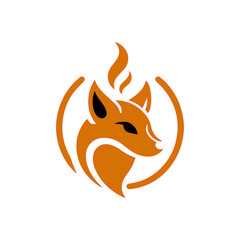 fire fox logo. modern animal emblem